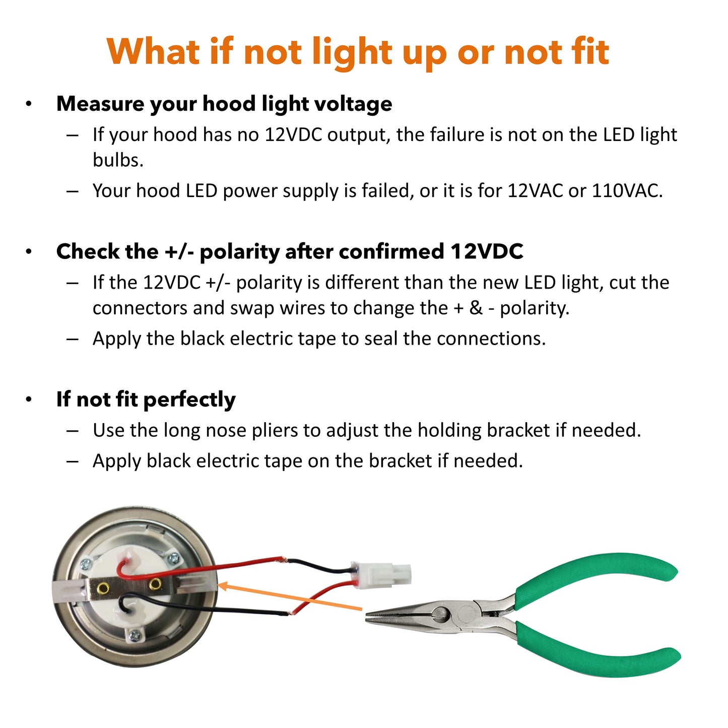 [2-3/4" Flat Edge] 2 Pcs of 12VDC LED Lights for 2023 Awoco RH-C06, RH-R06 and RH-SP06/08 Range Hoods