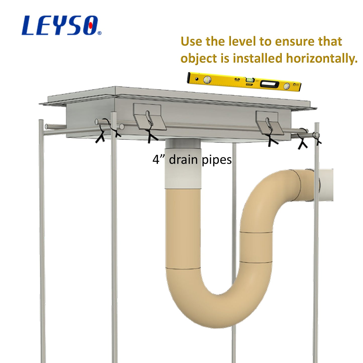 Leyso 12 x 24 in 14-Gauge Stainless Steel Floor Trough Drain - Removable Grate + Strainer Basket