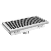 Leyso 12 x 24 in 14-Gauge Stainless Steel Floor Trough Drain - Removable Grate + Strainer Basket