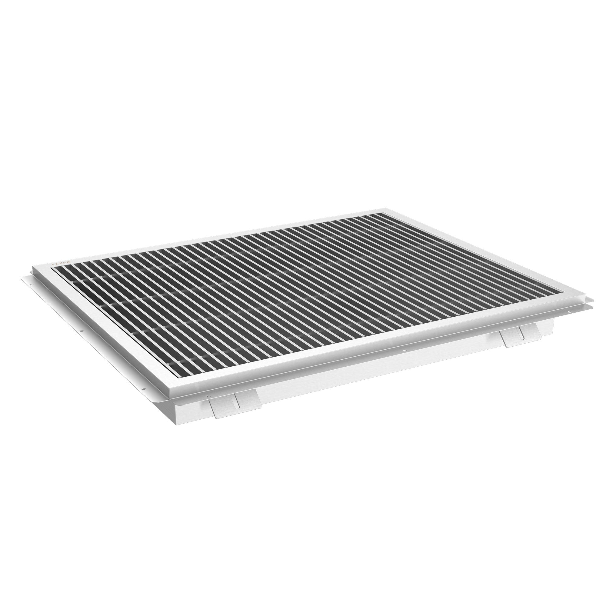 Leyso 24 x 42 in 14-Gauge Stainless Steel Floor Trough Drain - Removable Grate + Strainer Basket