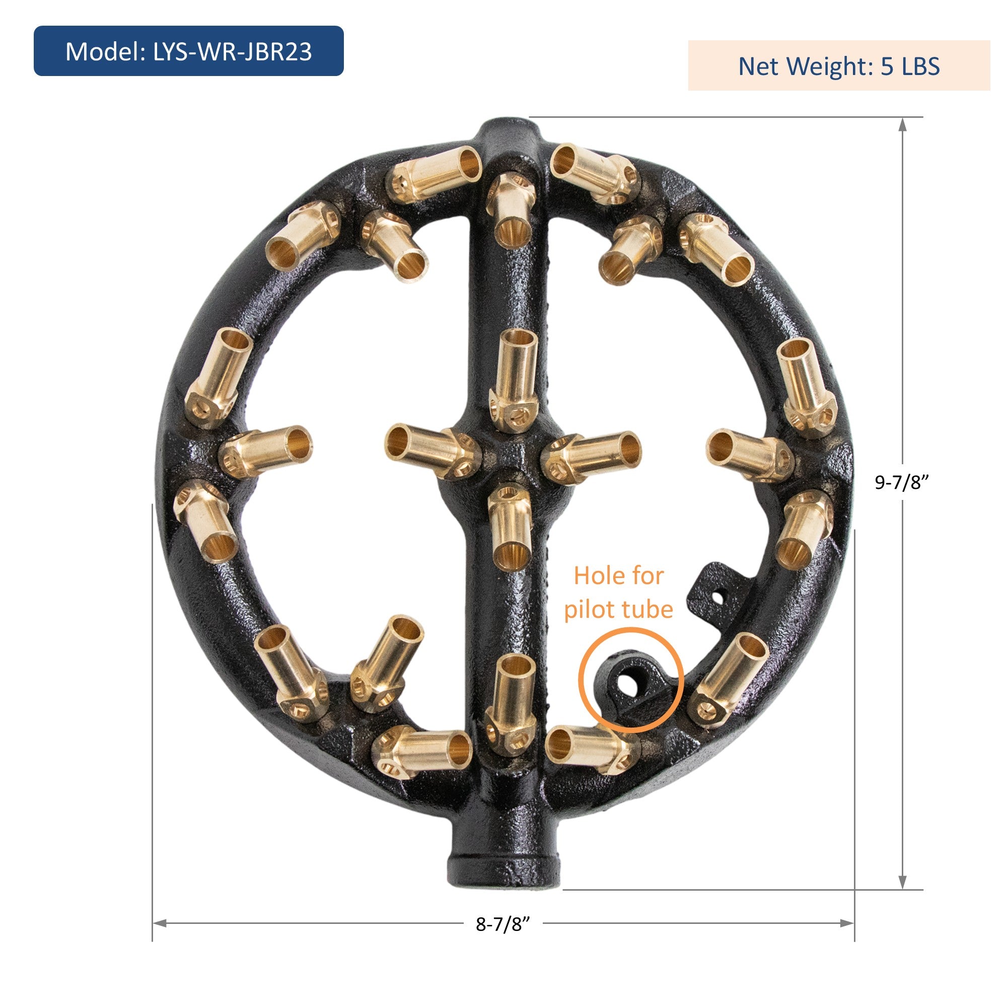 Leyso WR-JBR 23 Copper Tips Jet Burner Cast Iron Body for Chinese Wok Range, Grilling, Stir Fry, 125,000 BTU