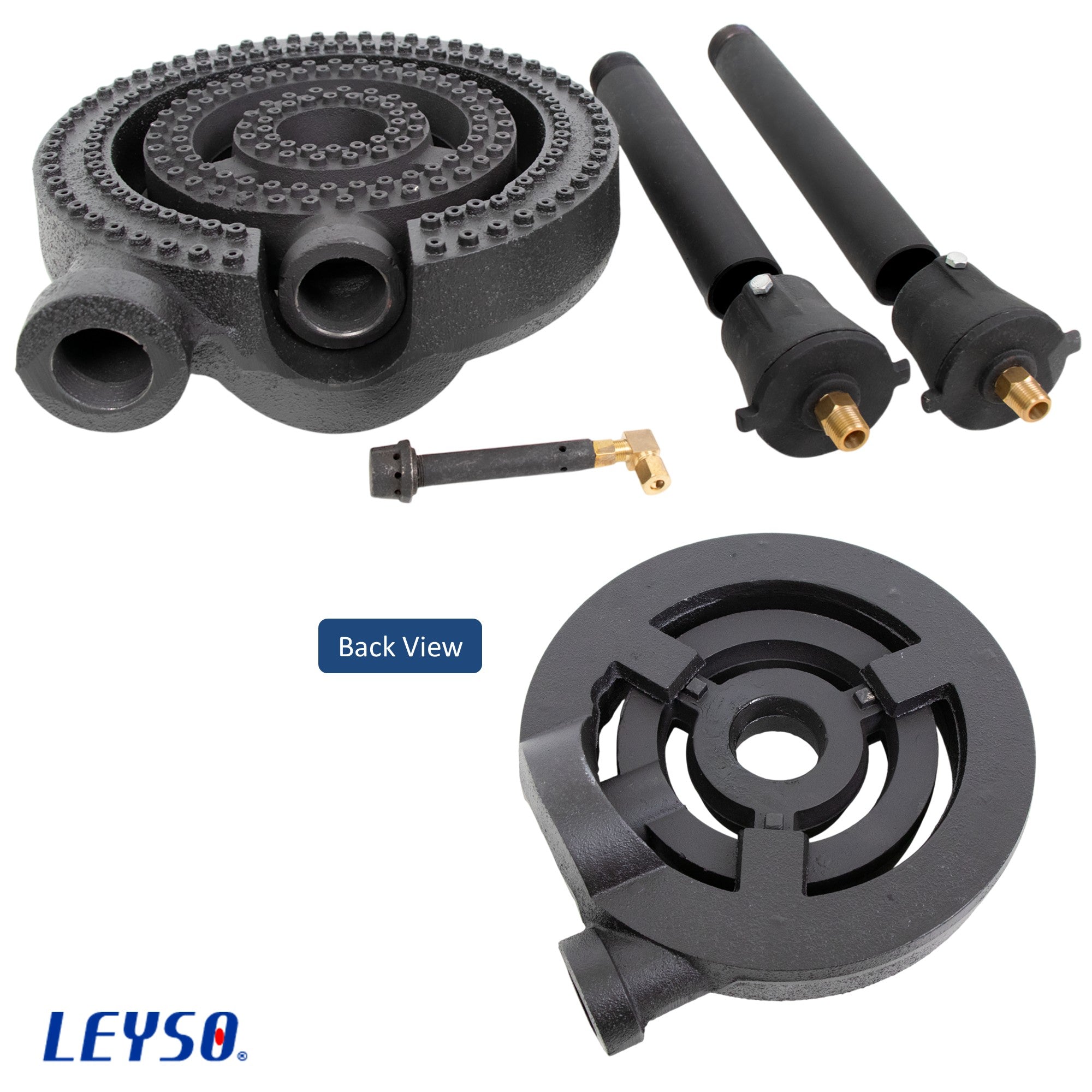 Leyso WR-RB3 Three Rings Burner with 2 Gas Pipes, 2 Air Shutters and Pilot Tip 1-1/2” Pipe 90,000 BTU for Stock Pots and Chinese Wok Ranges