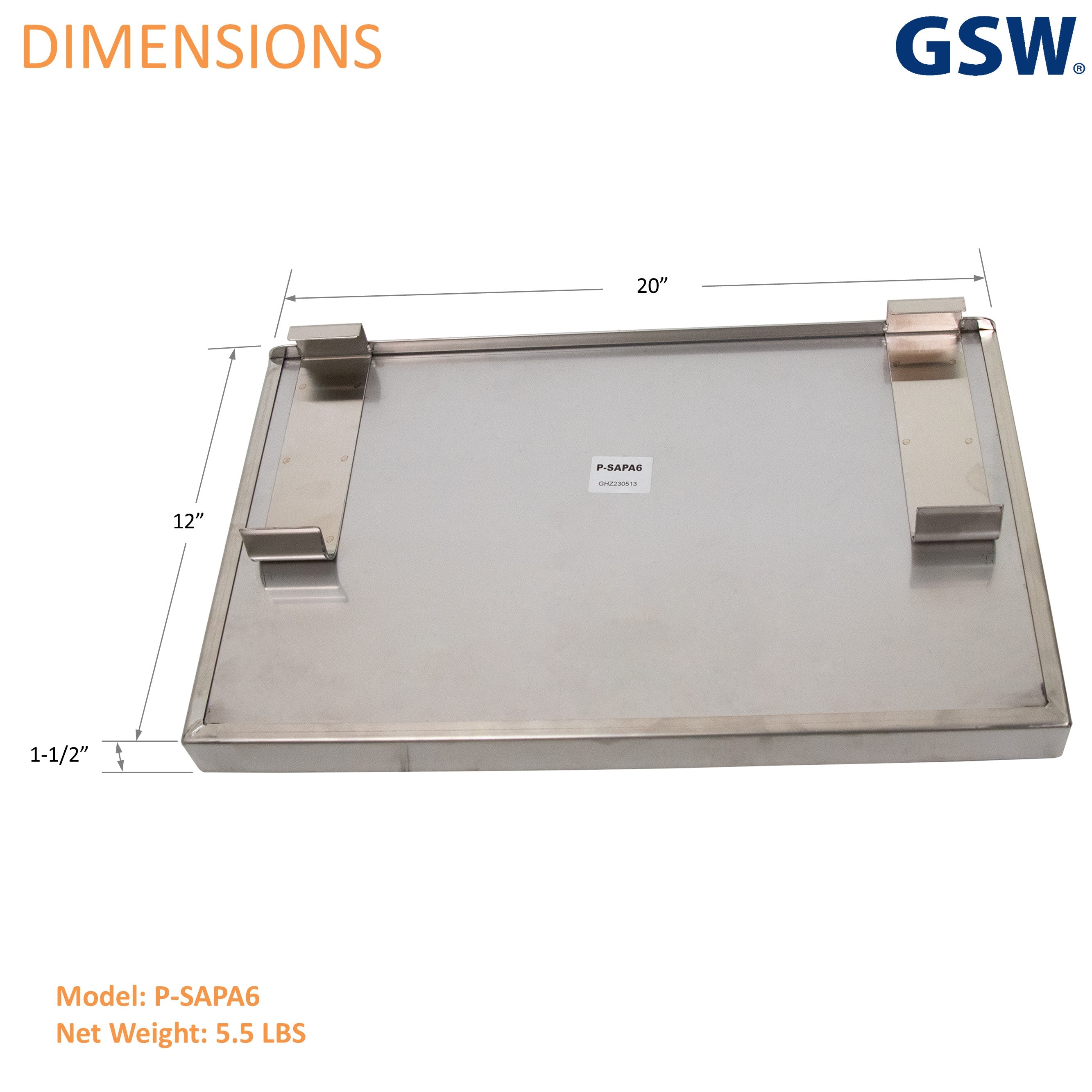 GSW P-SAPA6 Stainless Steel Sauce Pan Holder Hooked on Chinese Wok Range Front Counter, 6 Pans 20"L x 12"W x 3"H