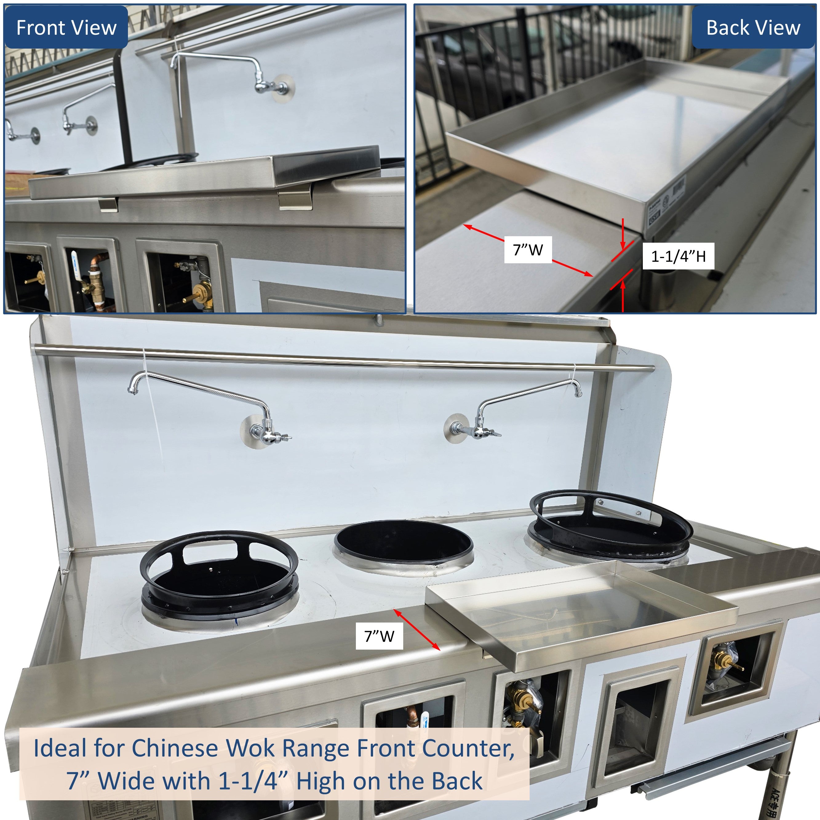 GSW P-SAPA6 Stainless Steel Sauce Pan Holder Hooked on Chinese Wok Range Front Counter, 6 Pans 20"L x 12"W x 3"H