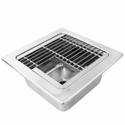 Leyso 12"x12" Type 304 Stainless Steel Floor Sink with 3/4 Top Grate, 6" Deep with 2" Drain for Restaurant, Bar and Commercial