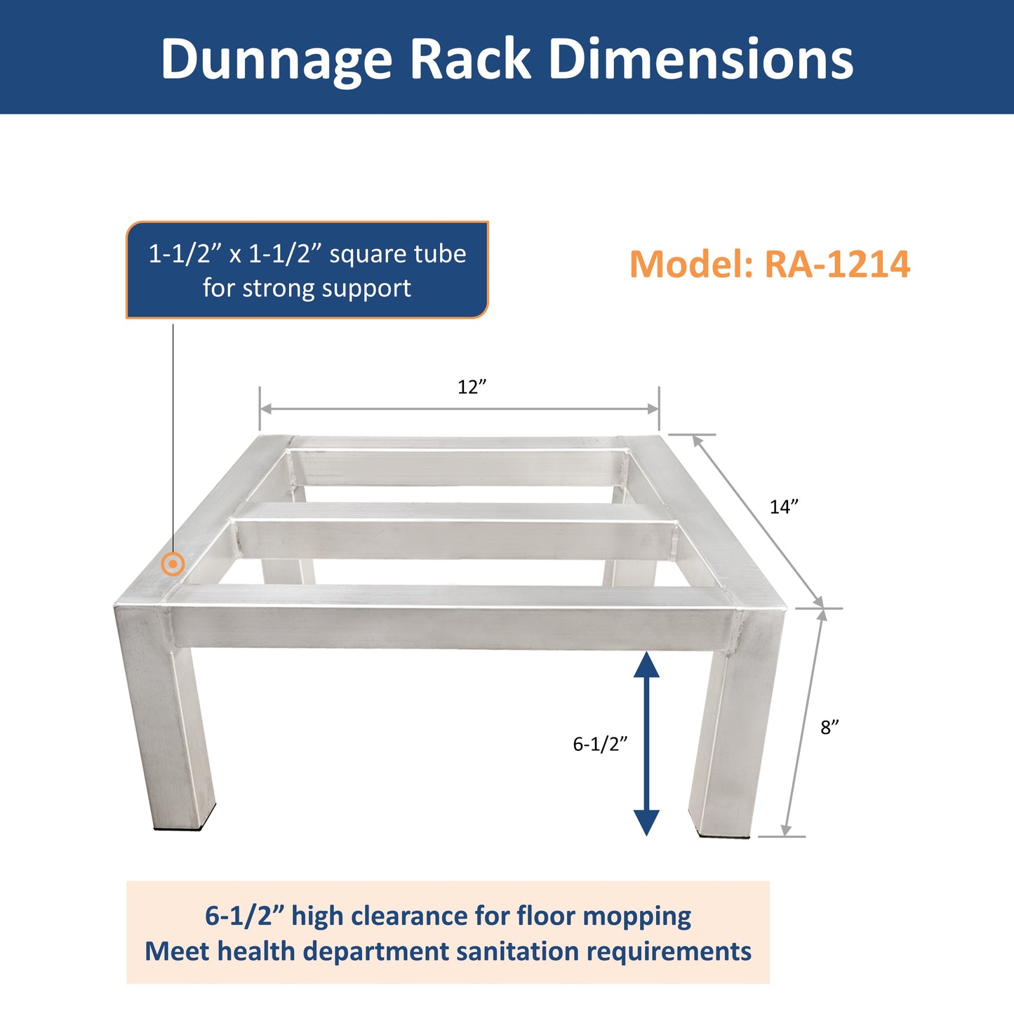 GSW 14"D Aluminum All-welded Dunnage Racks. Storage Rack, Floor Food Shelf for Restaurants, Supermarkets, Garages, Stores