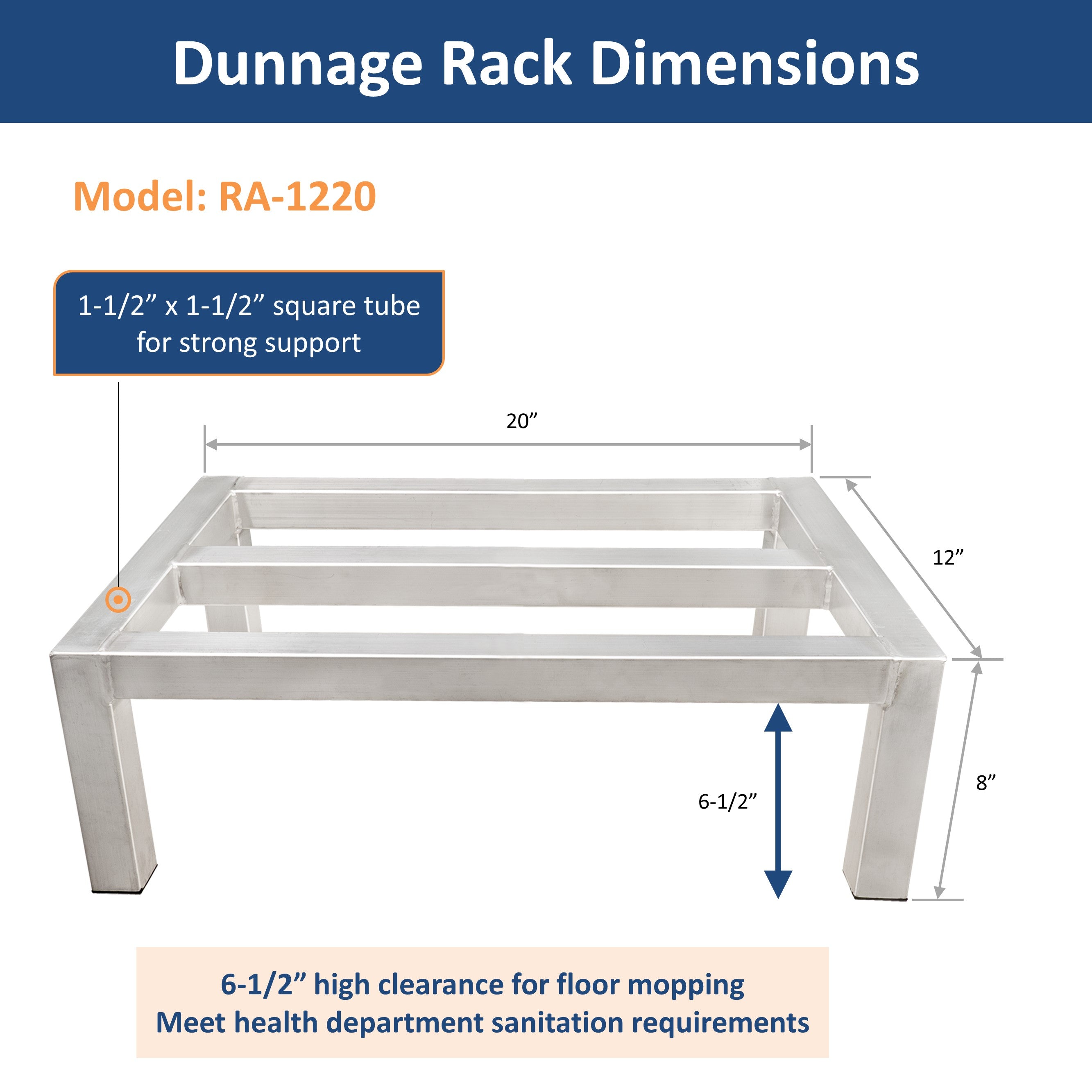 GSW 20"D Aluminum All-welded Dunnage Racks. Storage Rack, Floor Food Shelf for Restaurants, Supermarkets, Garages, Stores