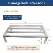 GSW 20"D Aluminum All-welded Dunnage Racks. Storage Rack, Floor Food Shelf for Restaurants, Supermarkets, Garages, Stores