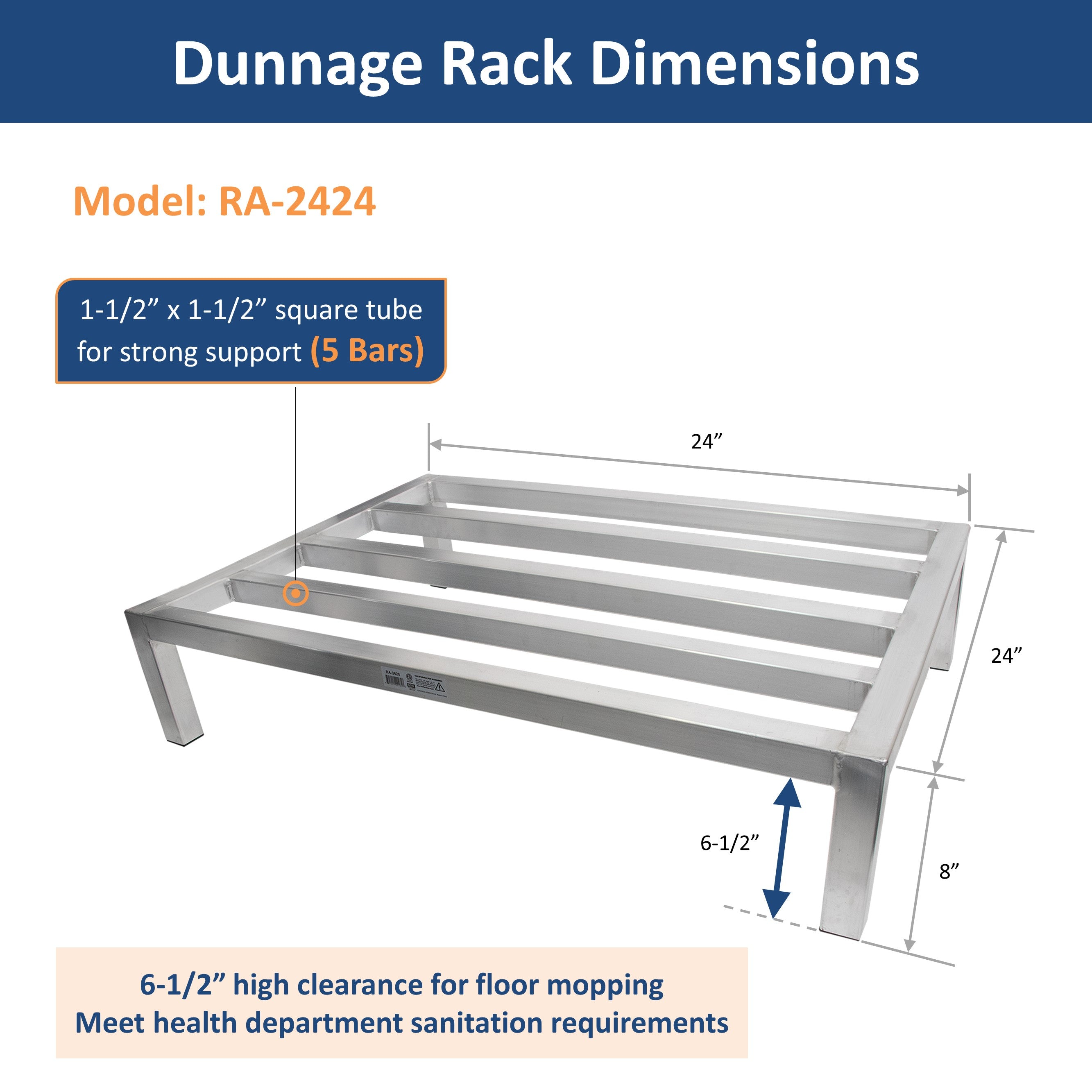 GSW 24"D Aluminum All-welded Dunnage Racks. Storage Rack, Floor Food Shelf for Restaurants, Supermarkets, Garages, Stores