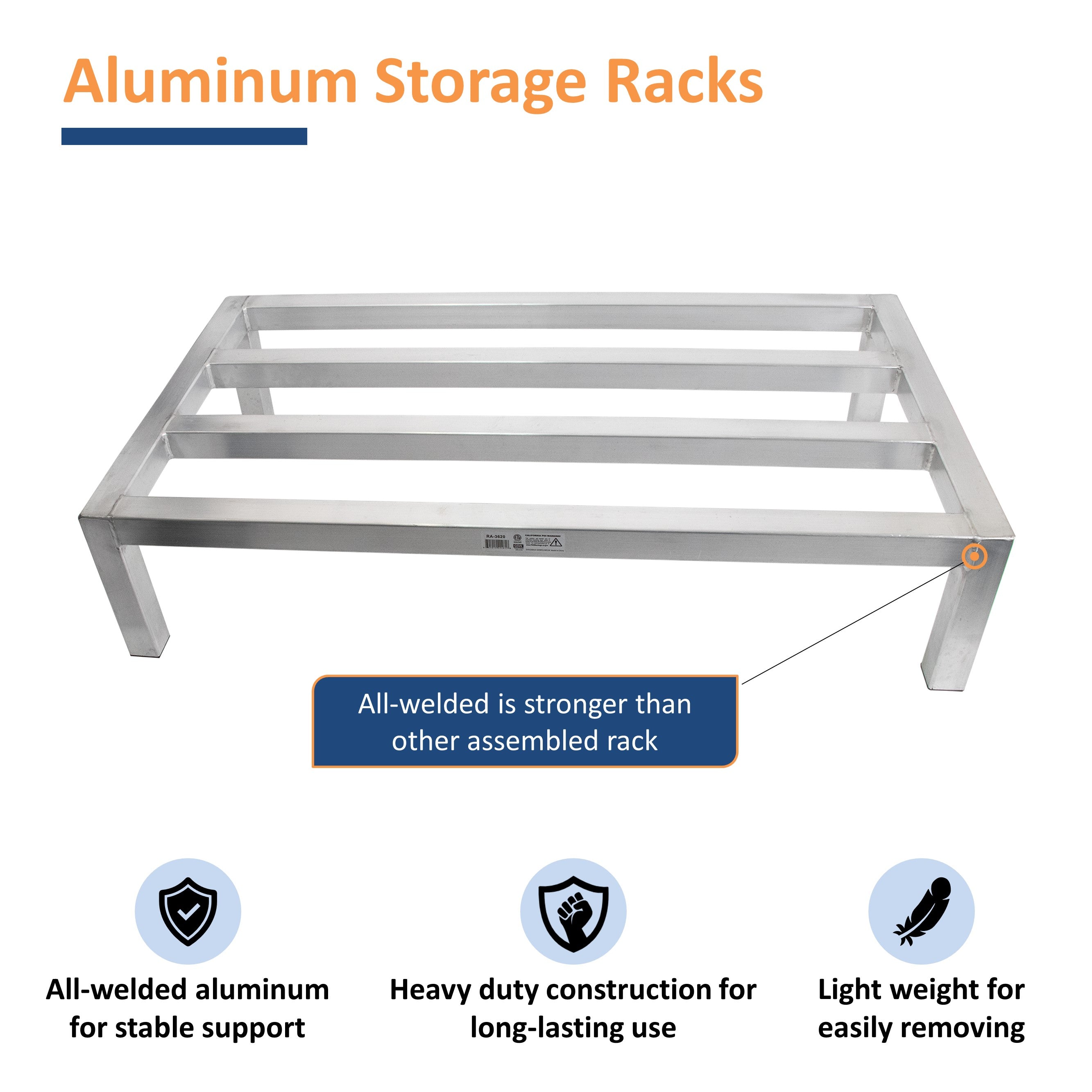 GSW 20"D Aluminum All-welded Dunnage Racks. Storage Rack, Floor Food Shelf for Restaurants, Supermarkets, Garages, Stores