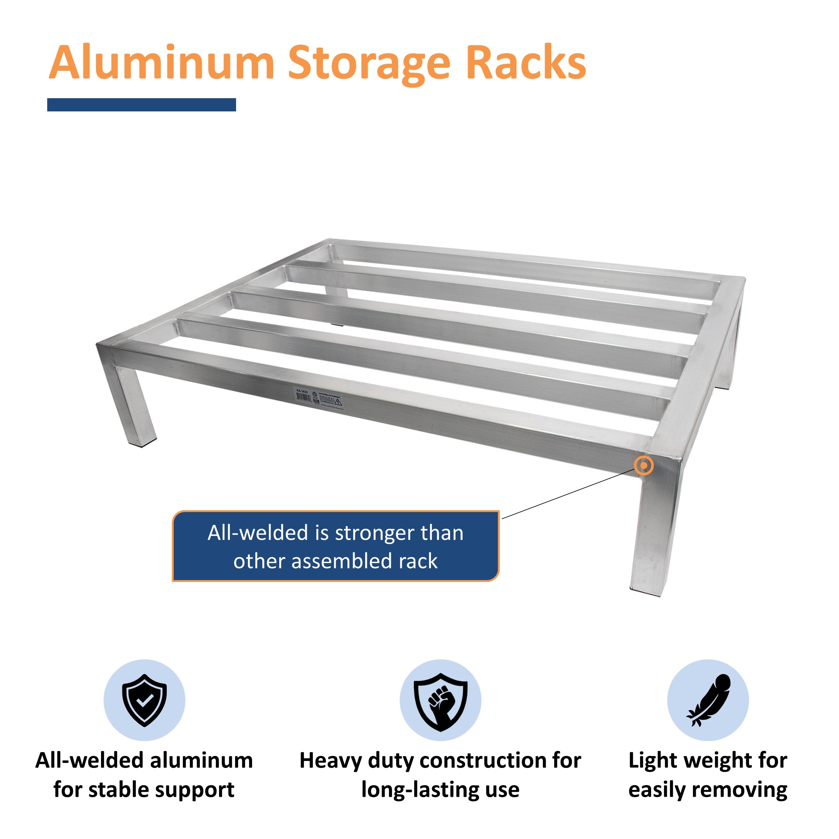 GSW 24"D Aluminum All-welded Dunnage Racks. Storage Rack, Floor Food Shelf for Restaurants, Supermarkets, Garages, Stores