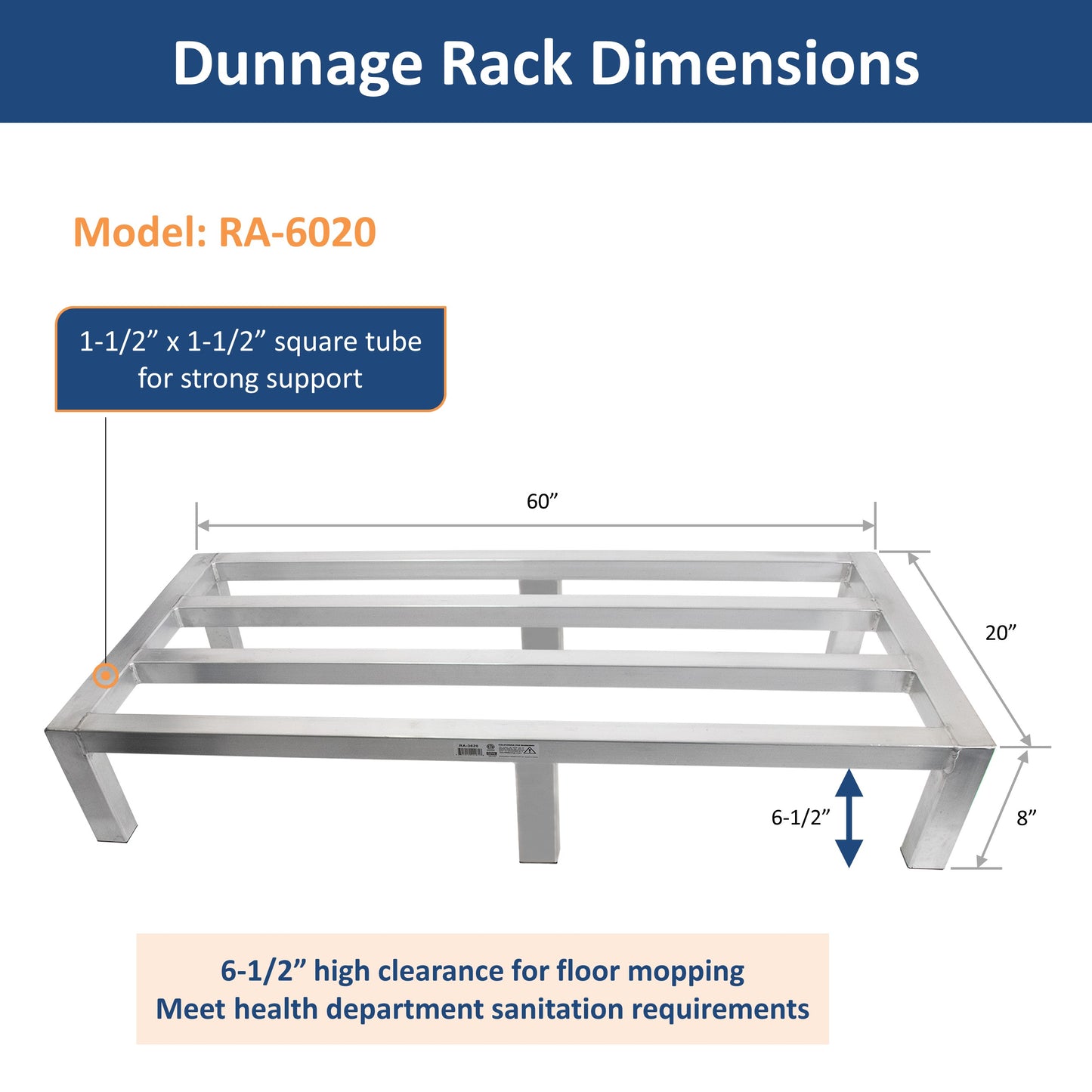 GSW 20"D Aluminum All-welded Dunnage Racks. Storage Rack, Floor Food Shelf for Restaurants, Supermarkets, Garages, Stores