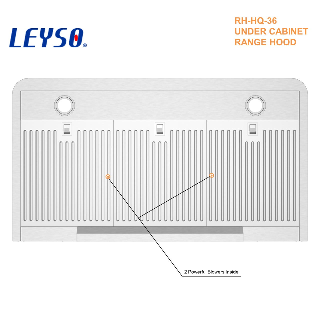 Leyso Simple 36" Under Cabinet Stainless Steel Range Hood, Digital 4-Speed Control, 900 CFM, 2 LED Lights, Baffle Filters