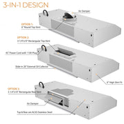Leyso Simple 36" Under Cabinet Stainless Steel Range Hood, Digital 4-Speed Control, 900 CFM, 2 LED Lights, Baffle Filters