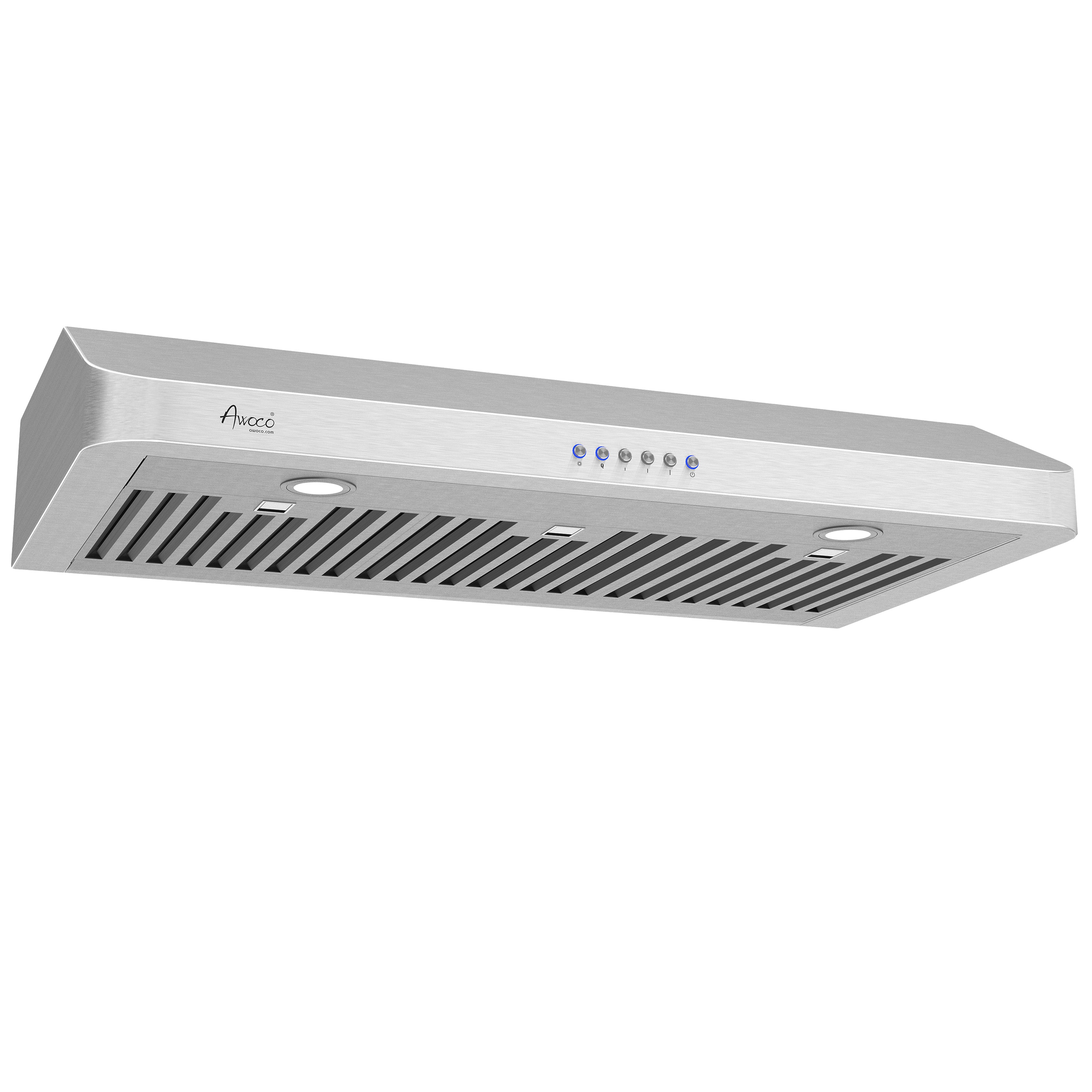 [Refurbished] Awoco RH-C06-36 Classic 6" High Stainless Steel Under Cabinet 4 Speeds 900CFM Range Hood with 2 LED Lights Top Vent (36"W Top Vent)