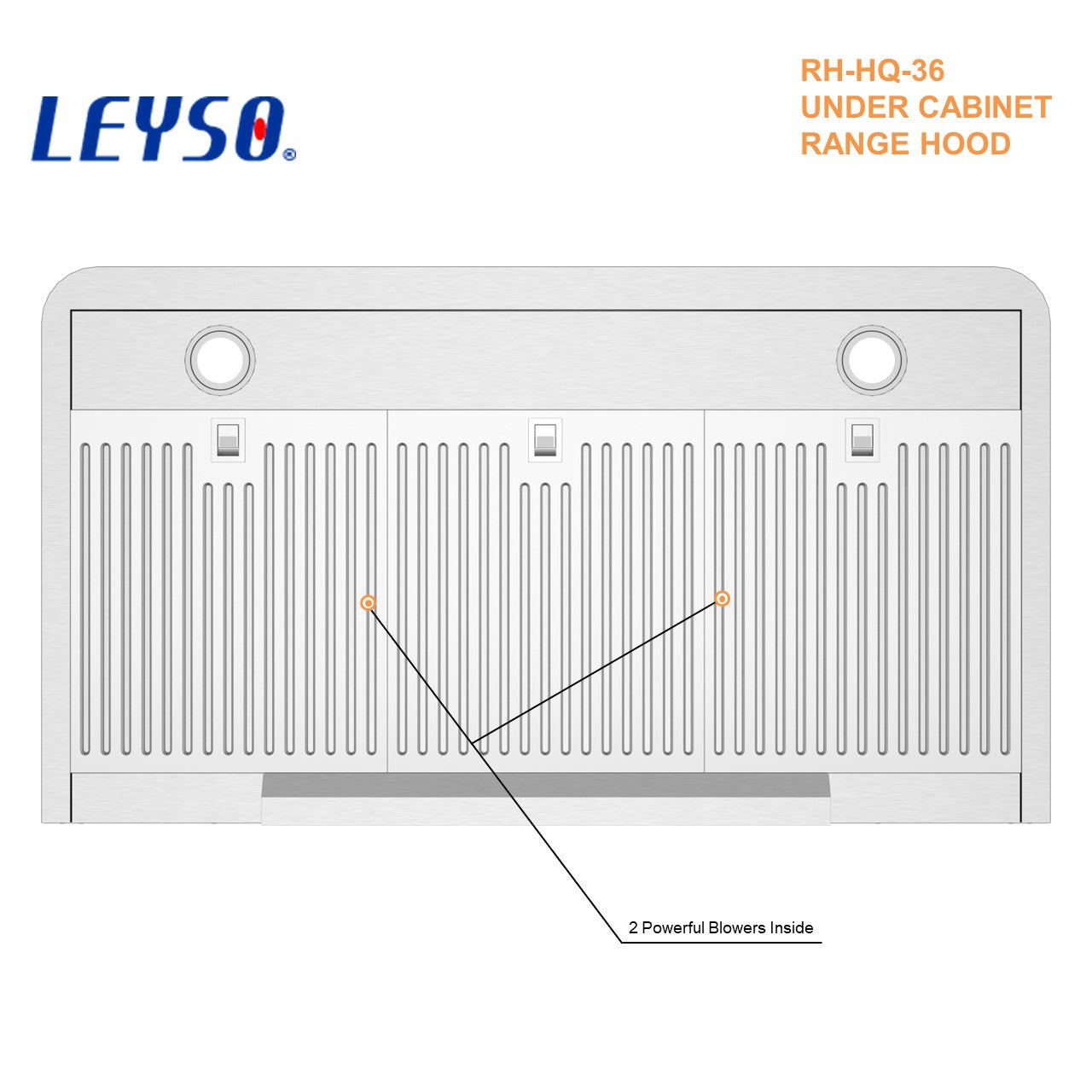 [Refurbished] Leyso 36" RH-HQ-36 Simple Under Cabinet Stainless Steel Range Hood, Digital 4-Speed Control, 900 CFM, 2 LED Lights, Baffle Filters