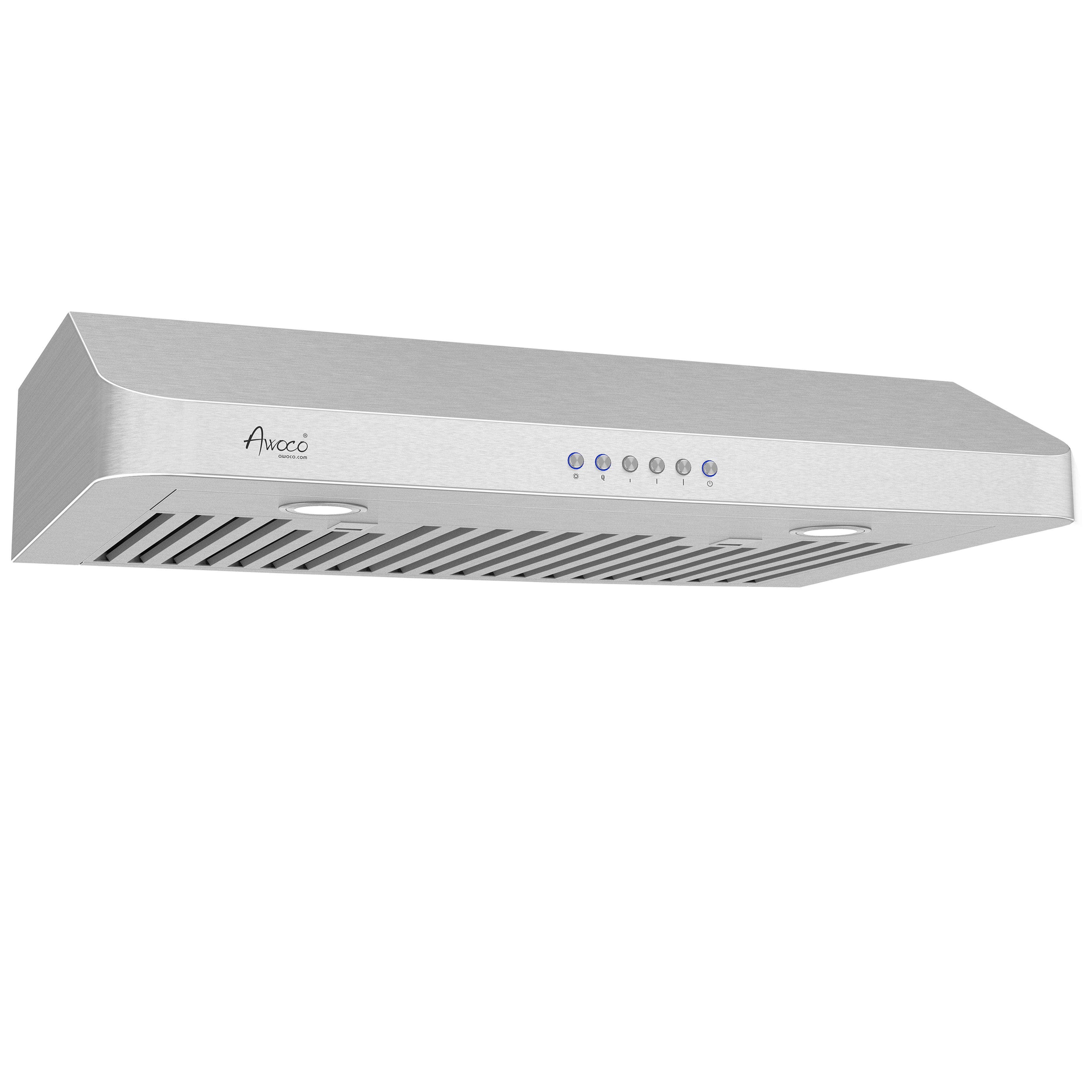 [Refurbished] Awoco RH-R06-30 Rectangle Vent 6" High Stainless Steel Under Cabinet 4 Speeds 900CFM Range Hood with LED Lights (30"W Rectangle Vent)