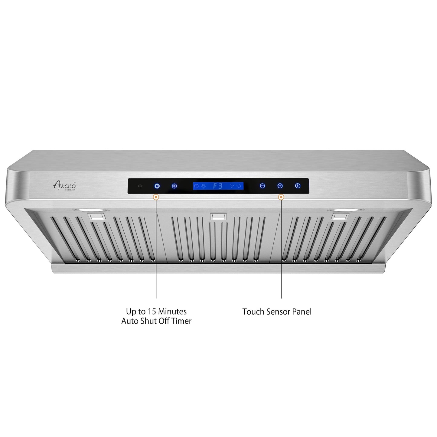 [Refurbished] Awoco RH-S10-30S Under Cabinet Supreme 7” High Stainless Steel Range Hood, 4 Speeds, 8” Round Top Vent, 1000CFM, with Remote Control