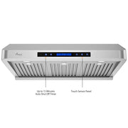 [Refurbished] Awoco RH-S10-30S Under Cabinet Supreme 7” High Stainless Steel Range Hood, 4 Speeds, 8” Round Top Vent, 1000CFM, with Remote Control