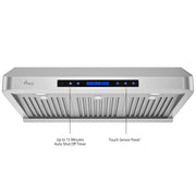 [Refurbished] Awoco RH-S10-30S Under Cabinet Supreme 7” High Stainless Steel Range Hood, 4 Speeds, 8” Round Top Vent, 1000CFM, with Remote Control