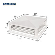 GSW 20" White Powder Coated 4-Way Adjustable Metal Diffuser for Evaporative/Swamp Cooler (20"x20"x6")