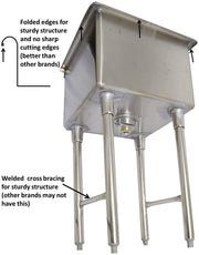 GSW SE15151P One Tub Food Prep Compartment Stainless Steel Commercial Sink - Cross-Braced Legs - 3-1/2 Inch Drain Opening - Strainer Included