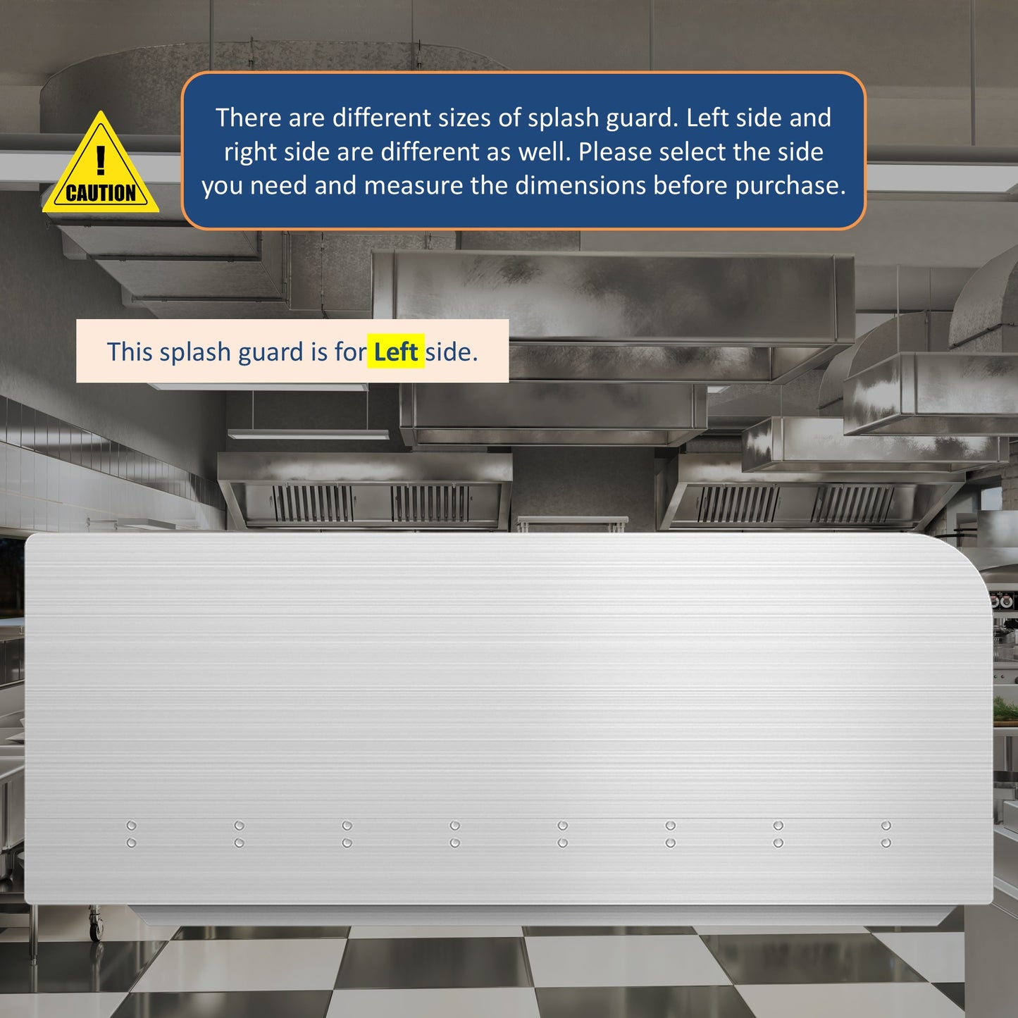 GSW SP-SH2410L Stainless Steel Insert Type Splash Guard for Commercial Restaurant Hand Sink and Compartment Prep Sink, ETL Certified (28"L x 11"H Left)
