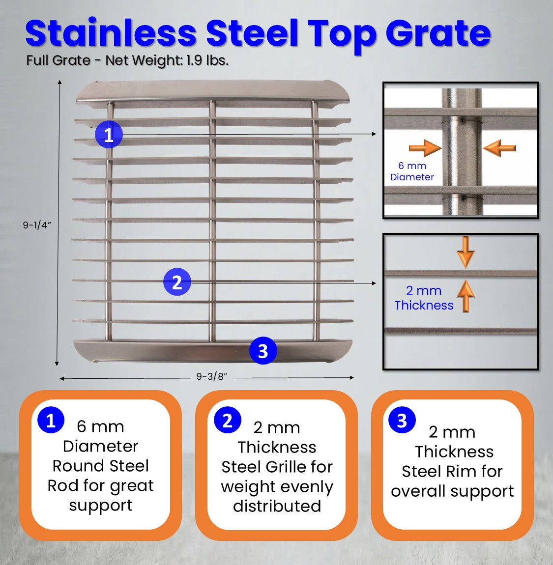 Leyso 12"x12" Type 304 Stainless Steel Floor Sink with Full Covered Top Grate, 6" Deep with 3" Drain for Restaurant, Bar and Commercial