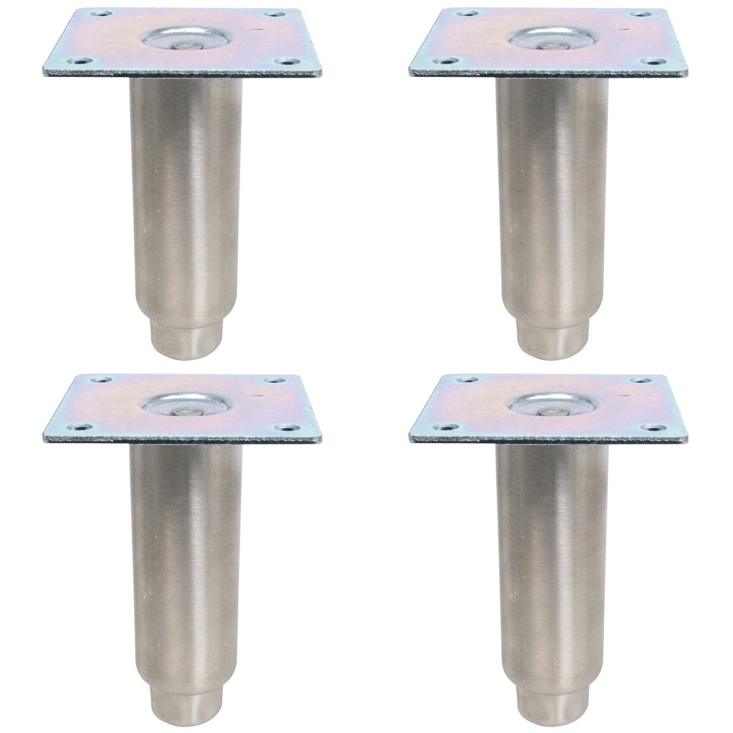 GSW Set of 4 Adjustable Stainless Steel Equipment Legs, 5-1/4” High with 3” Extension, Removable Mounting Plate & 1/2”-13 Protruding Stud, FT-SS5