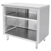 GSW 72" x 24" Flat Top All Stainless Steel Enclosed Work Table Cabinet - Open Front
