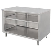 GSW 36" x 30" Flat Top All Stainless Steel Enclosed Work Table Cabinet - Open Front