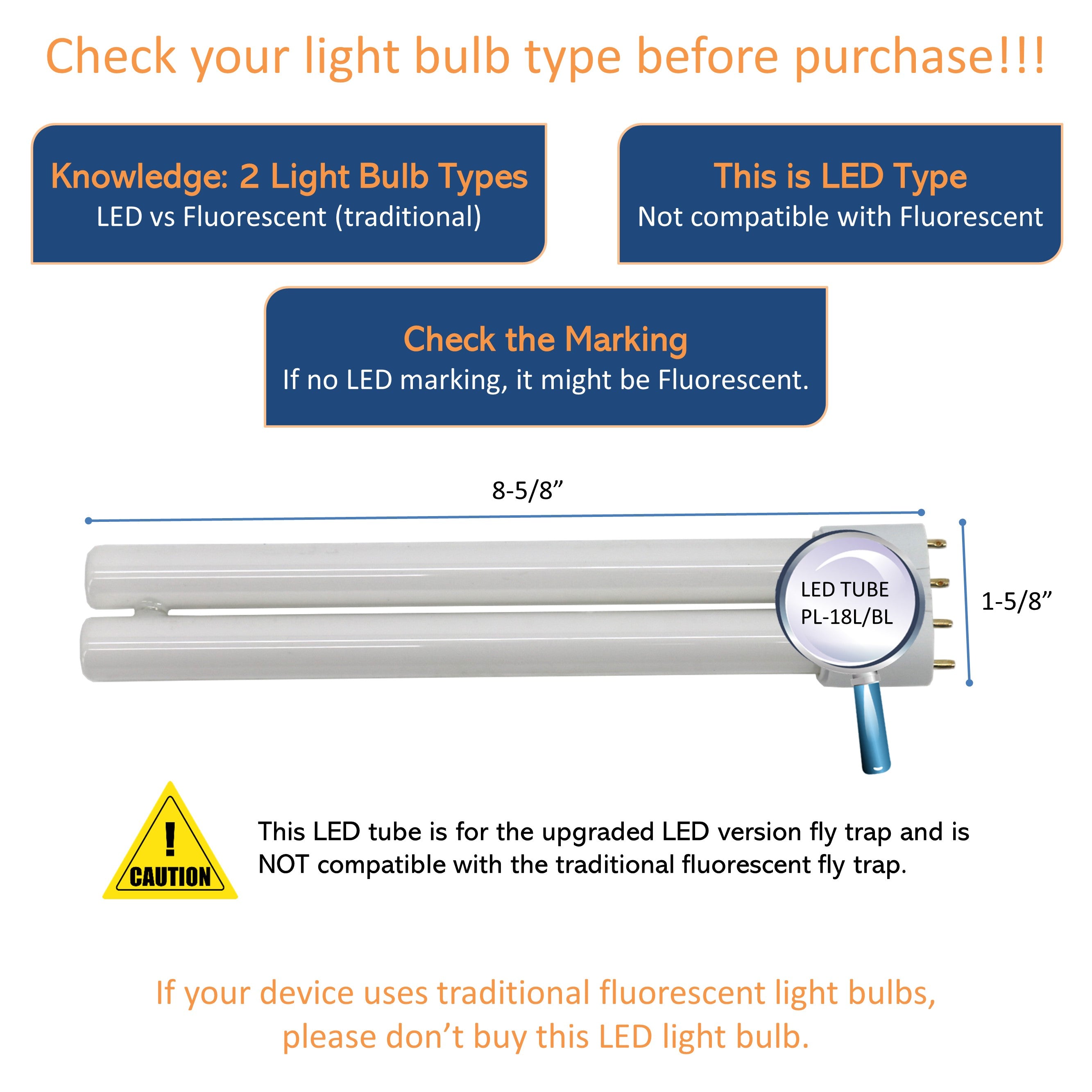 Awoco Replacement LED TUBE PL-18L 5 W LED UV Light Bulb for Wall Mount Sticky Fly Trap Lamp FT-1C18-LED