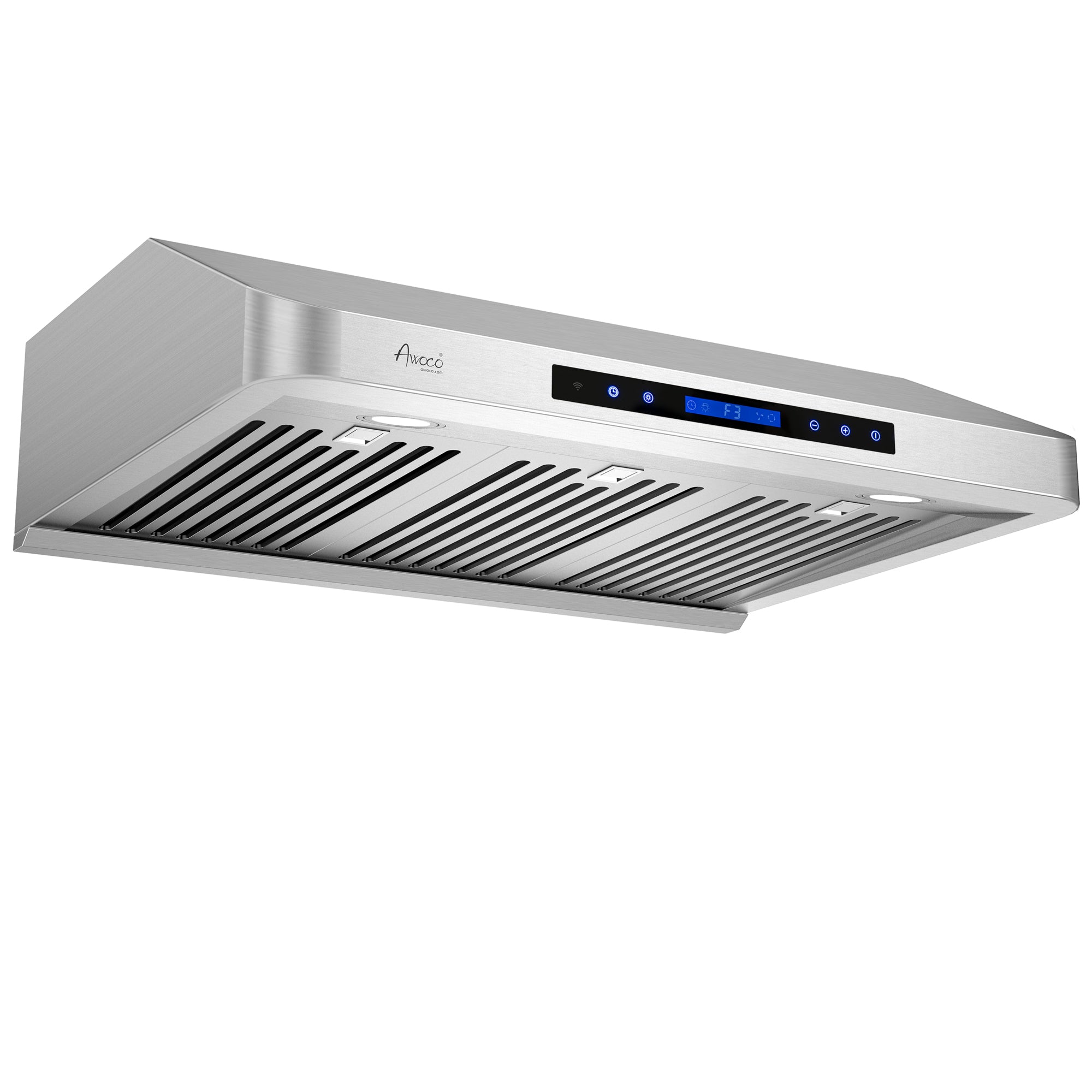Awoco RH-S10-30S Under Cabinet Supreme 7” High Stainless Steel Range Hood, 6 Speeds, 8” Round Top Vent, 1000CFM, with Remote Control