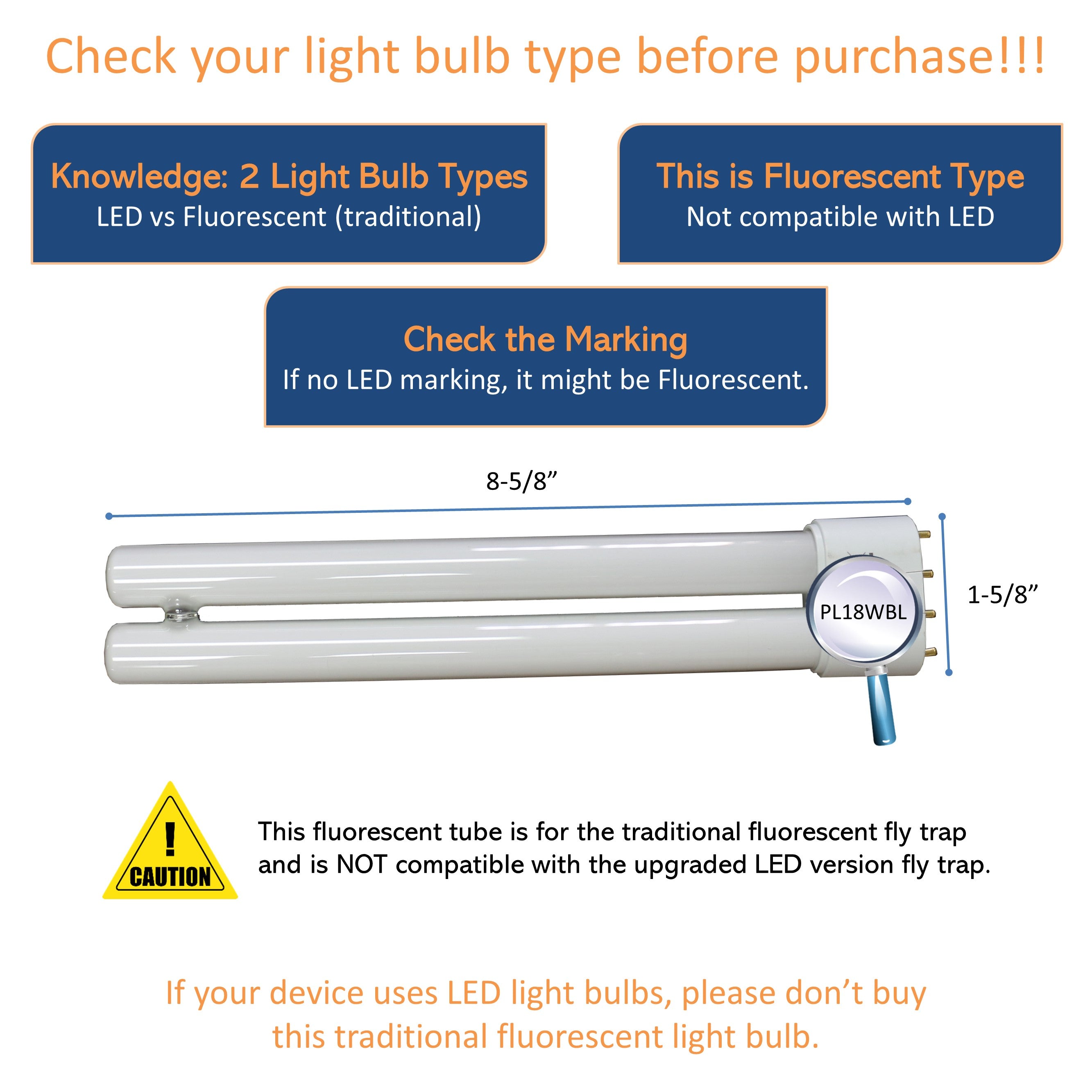 Awoco PL 18W BL Fluorescent UV Light Bulb for Wall Mount Sticky Fly Trap Lamp FT-1C18 and FT-1M18