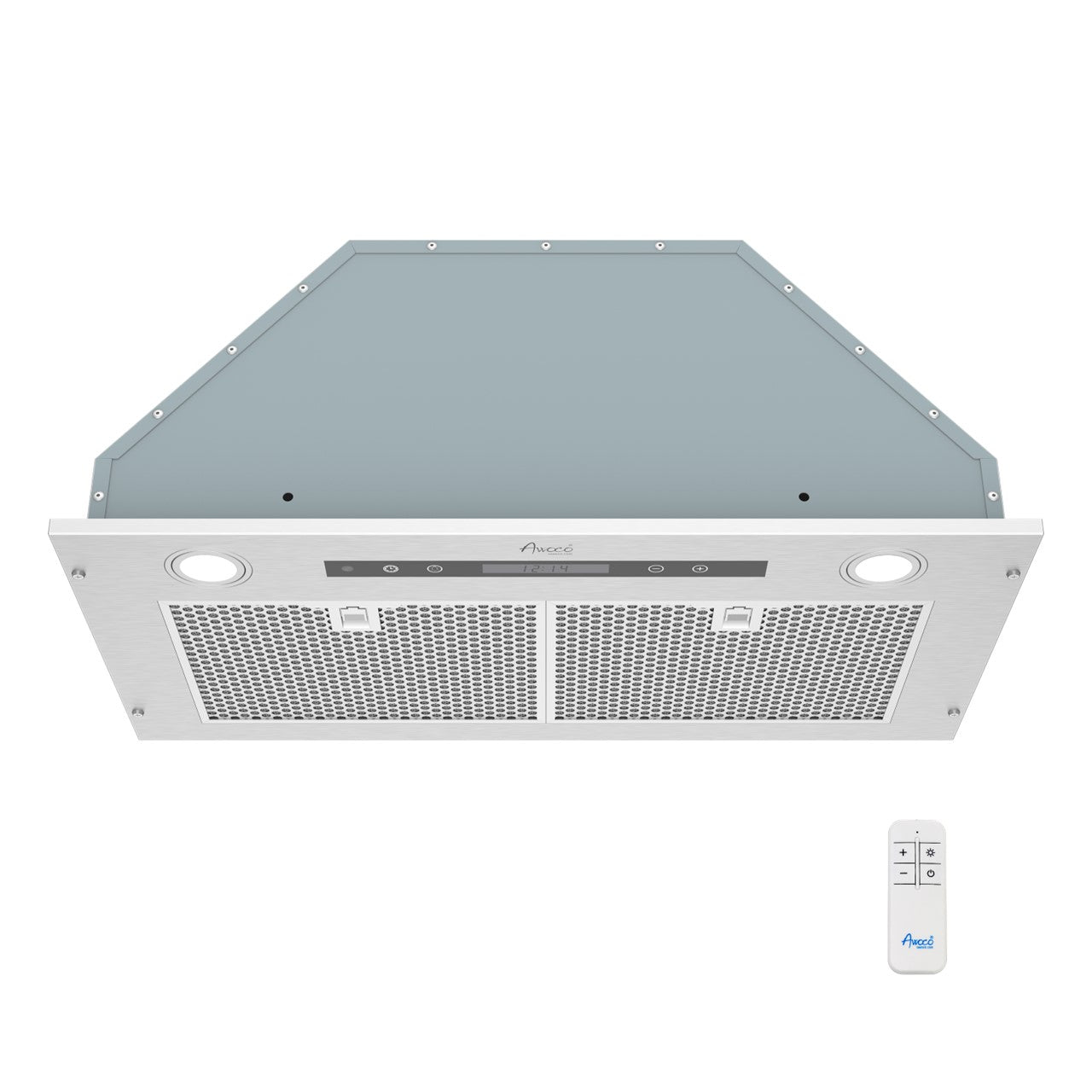 Awoco RH-BQ-R30 14-1/2”D Built-in/Insert Stainless Steel Range Hood, 4-Speed, 650 CFM, LED Lights, Baffle Filters for Wood Hood (R30")