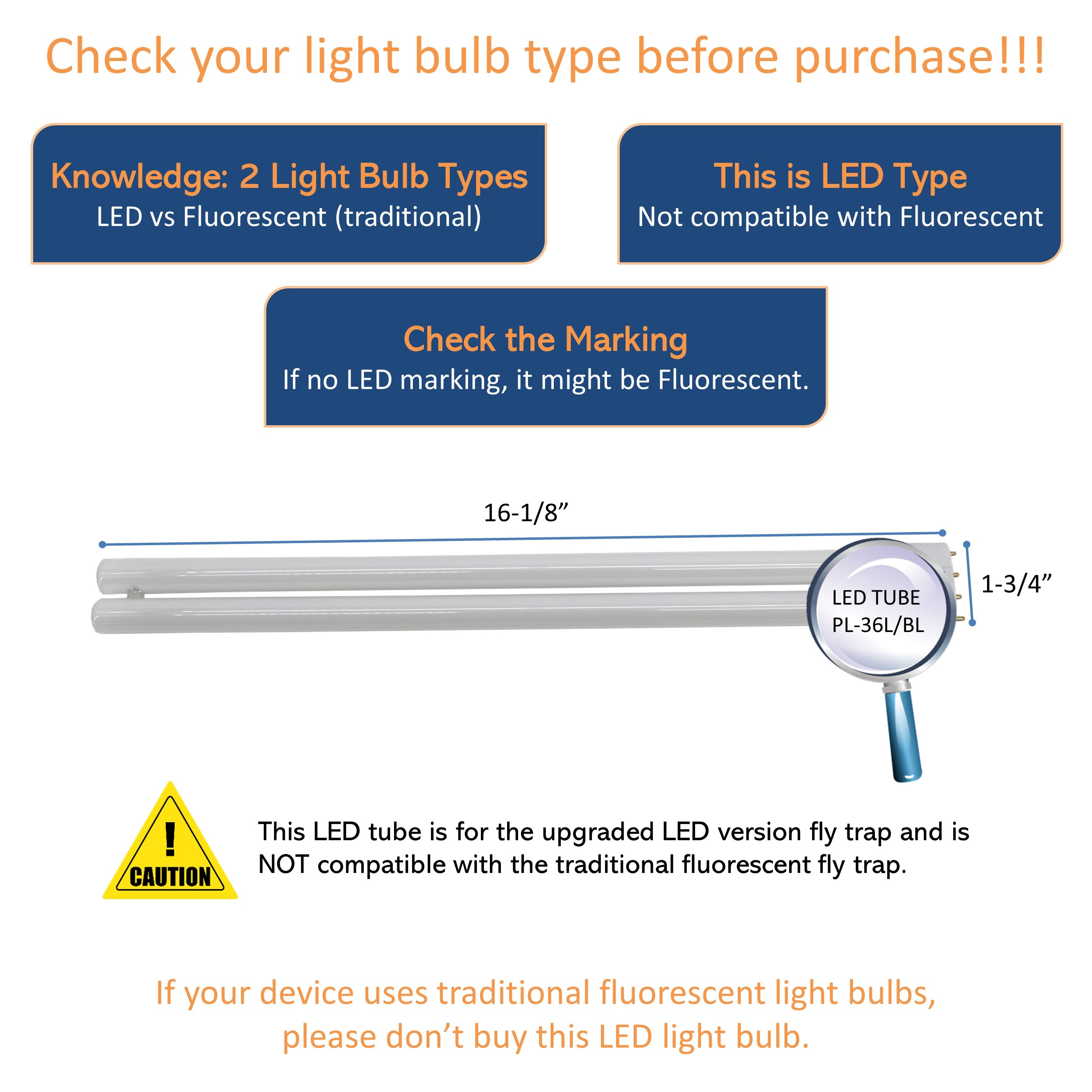 Awoco Replacement LED TUBE PL-36L 13 W LED UV Light Bulb for Wall Mount Sticky Fly Trap Lamp FT-1E36-LED