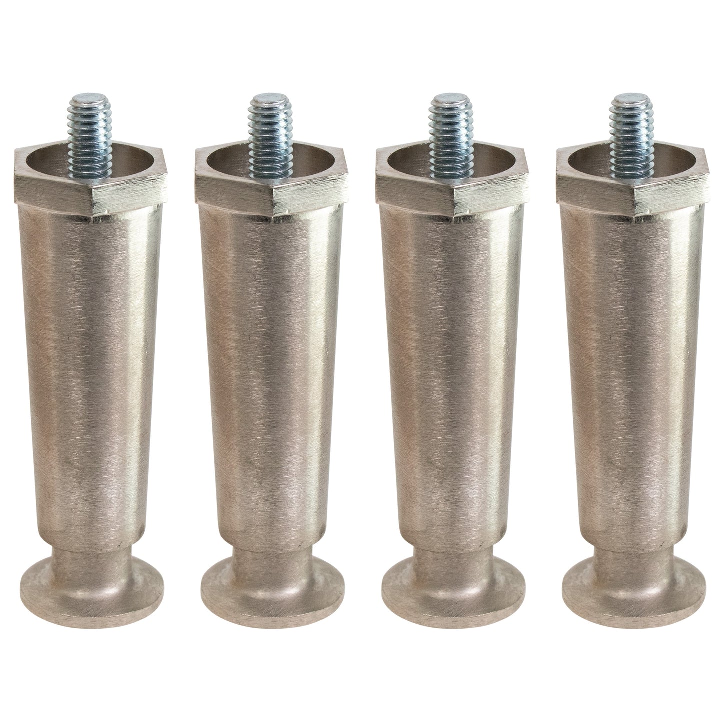 GSW FT-ZN4N 4 Pcs Adjustable Nickel Plated Appliance Leg 4" High Flanged Foot for Restaurant Equipment, Countertop Beverage Appliance