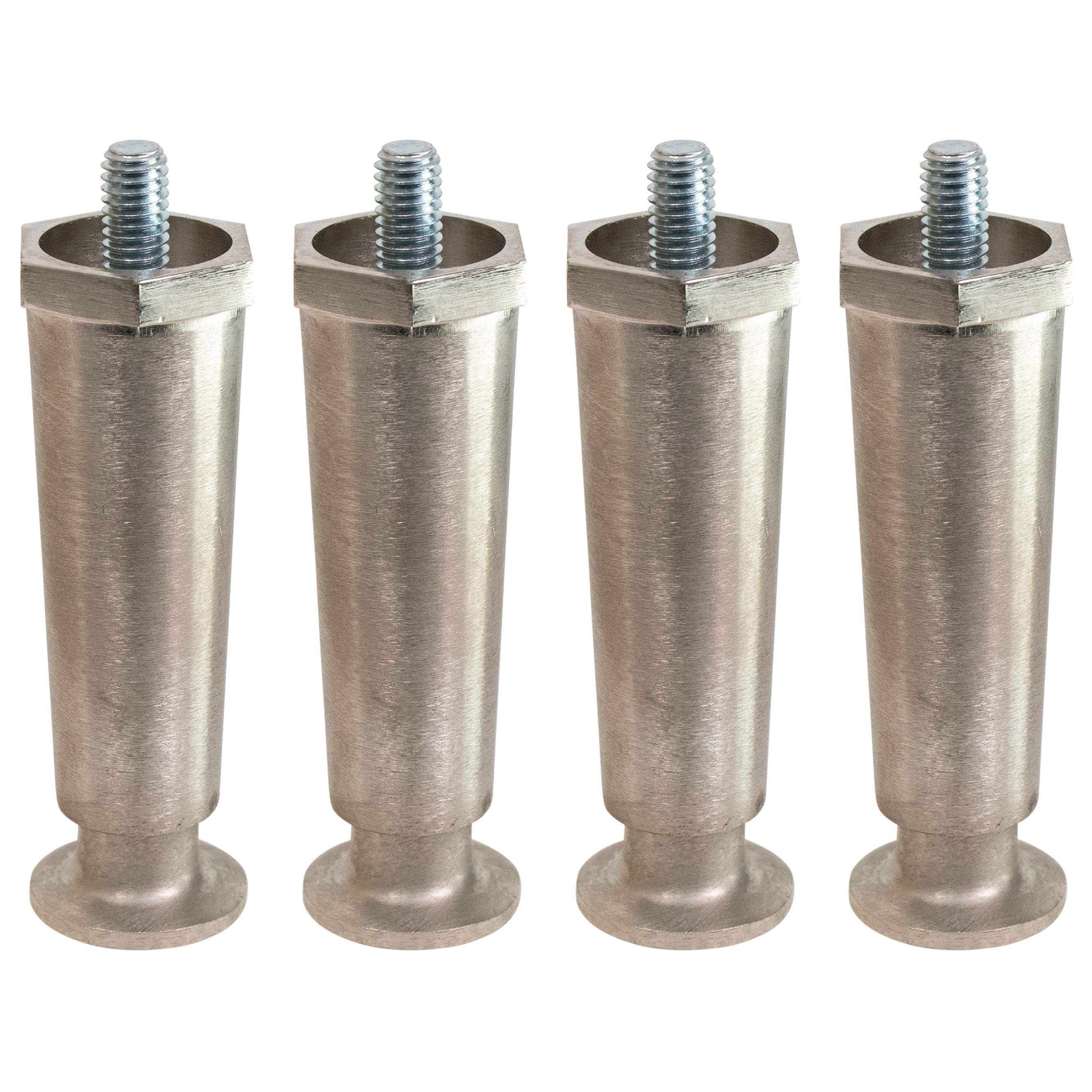 GSW FT-ZN4N 4 Pcs Adjustable Nickel Plated Appliance Leg 4" High Flanged Foot for Restaurant Equipment, Countertop Beverage Appliance