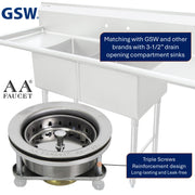 GSW Stainless Steel Duo Baskets Strainer w/Brass Screw Nut, 3-1/2" Dia.