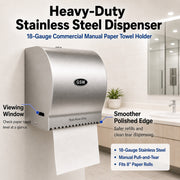 GSW BX-MR8 Wall Mount Stainless Steel Manual Roll Paper Towel Dispenser