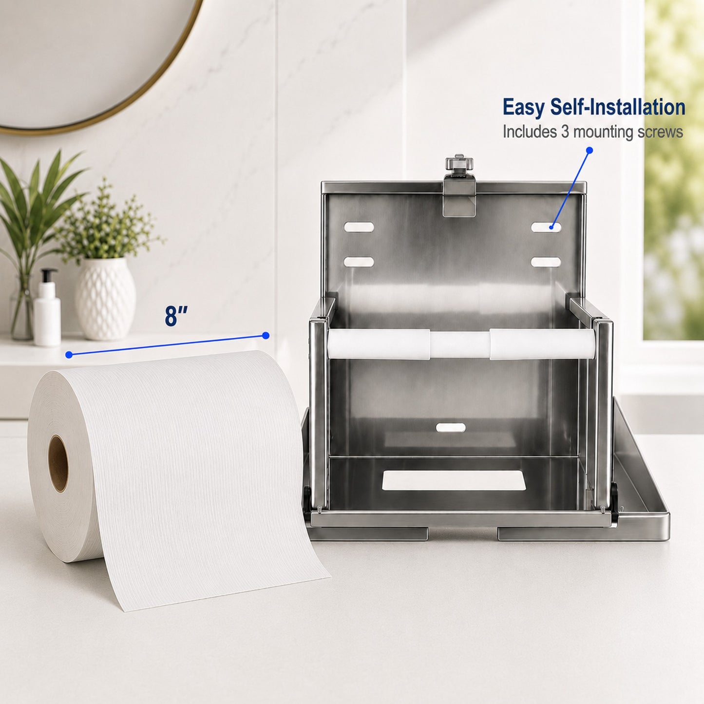 GSW BX-MR8 Wall Mount Stainless Steel Manual Roll Paper Towel Dispenser