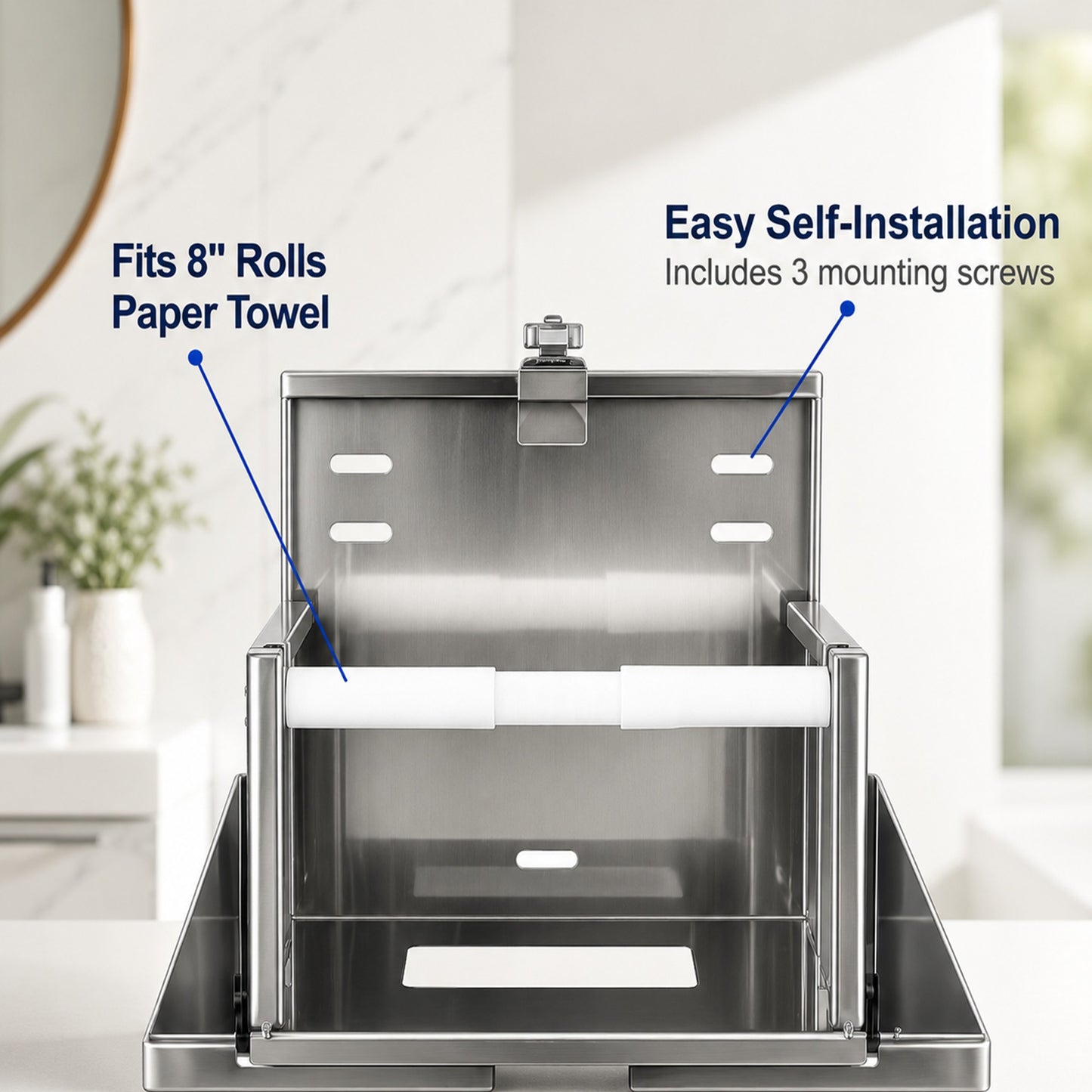 GSW BX-MR8 Wall Mount Stainless Steel Manual Roll Paper Towel Dispenser