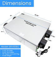 Awoco 6” Vent Energy Recovery Ventilator (ERV) System Various Speeds 100 CFM with Filter & Control Panel, Energy Saving HVI Certified