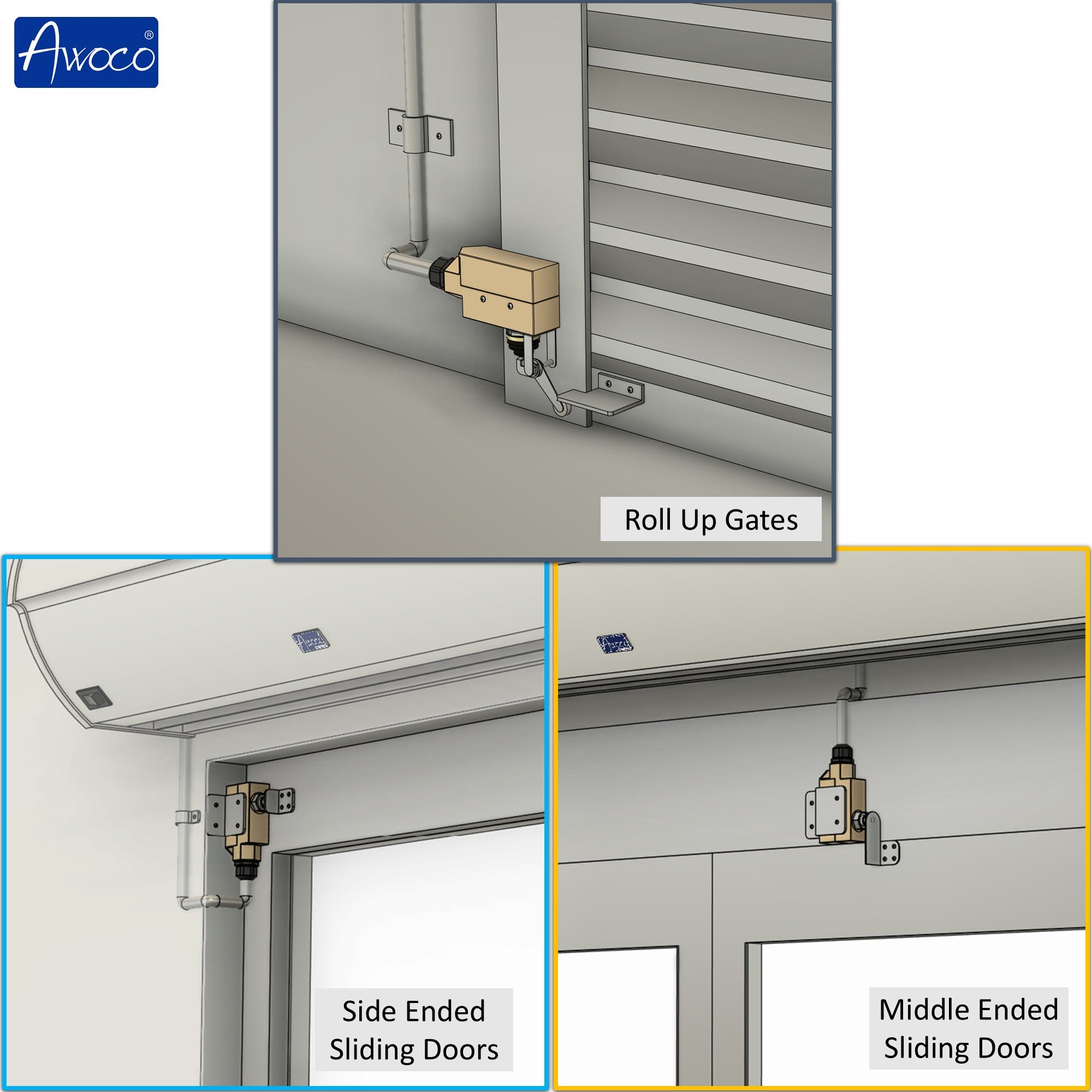 Awoco TZ-6002-20A Heavy Duty Commercial Door Micro Switch with Parallel Roller Plunger for Sliding Doors/Windows for Air Curtains, 250V 20A IP 65 Limit Switch Type NO and Type NC