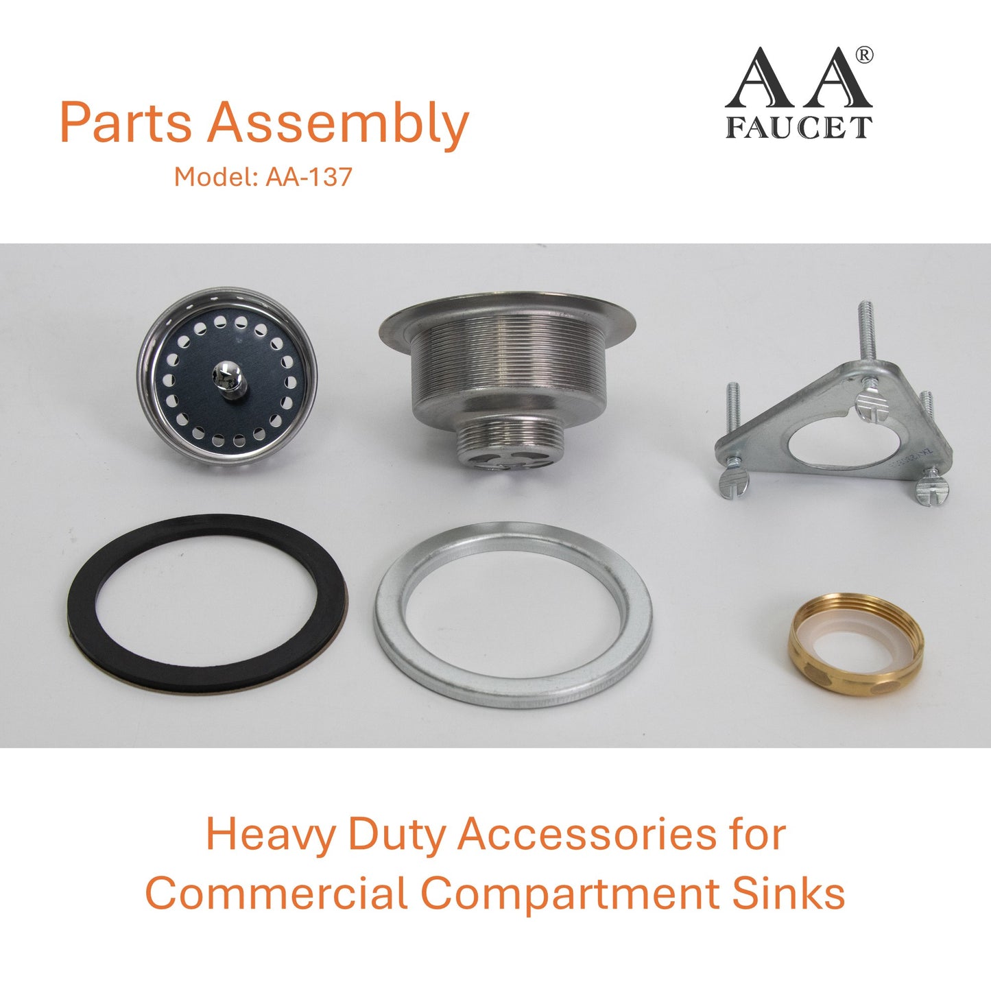 GSW Stainless Steel Duo Baskets Strainer w/Brass Screw Nut, 3-1/2" Dia.