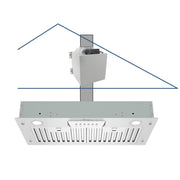 Awoco RH-IT08-M30 14-1/2"D Super Quiet Split Insert Stainless Steel Range Hood, 4-Speeds, 1000 CFM, Baffle Filters, LED Lights with 8” Blower (30"W 8" Vent)