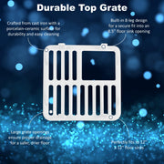 GSW FS-T3/4 Cast Iron Porcelain Floor Sink Top Grate with Ceramic Surface, 9-⅜” x 9-⅜” x 1-¼” - Perfect for Restaurant, Bar, Buffet (¾ Size)