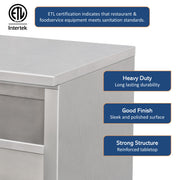 GSW 36" x 30" Flat Top All Stainless Steel Enclosed Work Table Cabinet - Open Front
