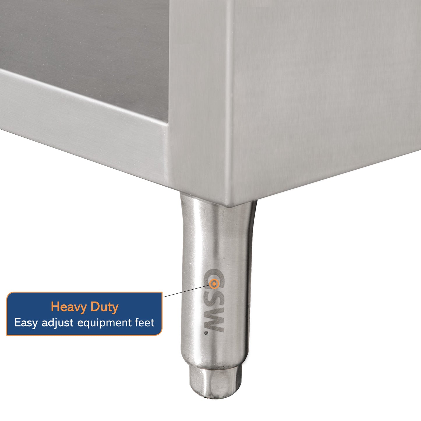 GSW 36" x 30" Flat Top All Stainless Steel Enclosed Work Table Cabinet - Open Front