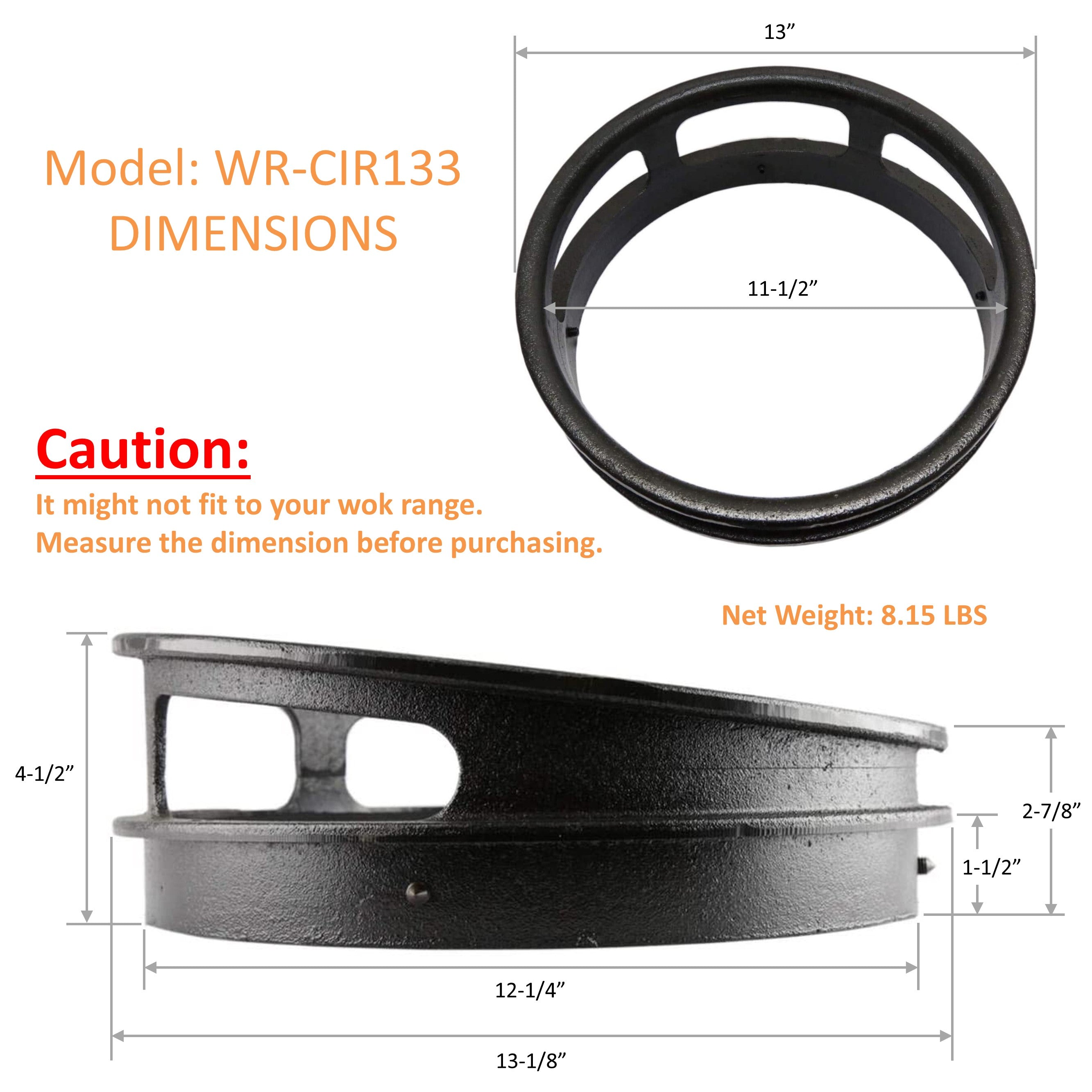 Leyso 13” Diameter 3 Opening Cast Iron Rim to Replace the Worn Out Wok Ring for Chinese Wok Range